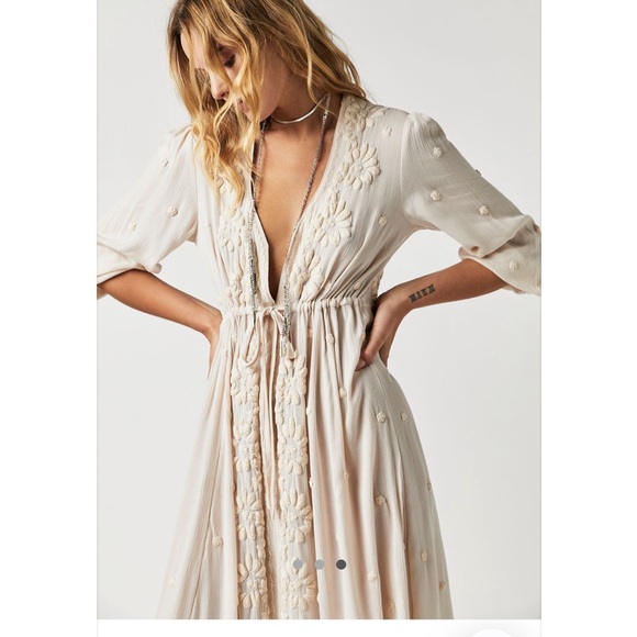 NWOT Free People Embroidered Fable Midi Dress - Picture 5 of 8